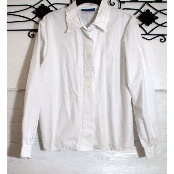 Karen Scott Tops - Karen Scott Women's Button Up Top Size 12P Long Sleeve White